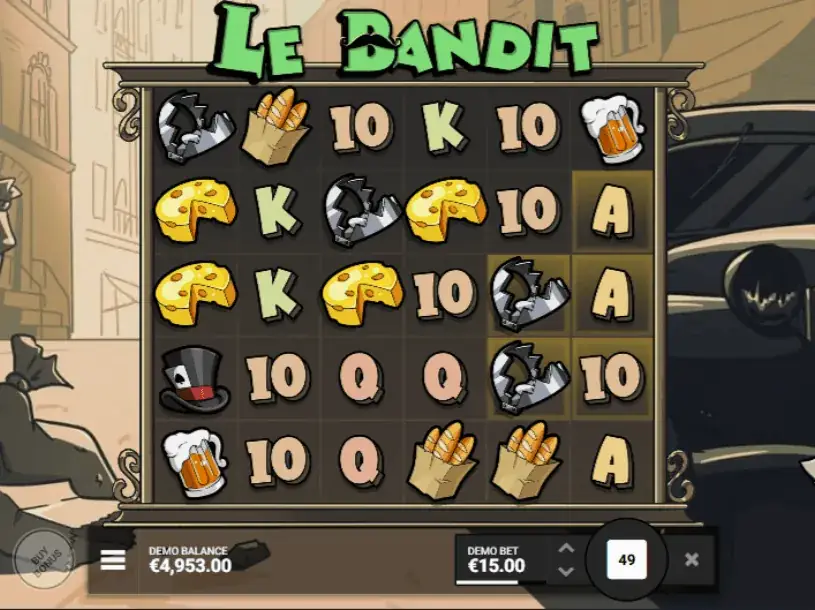 Le Bandit के एक स्पिन पर लैंडिंग करते प्रतीक